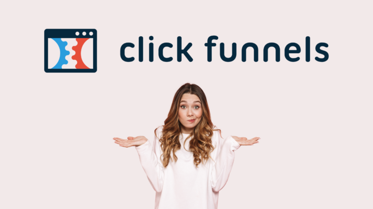 ClickFunnels review banner with woman.